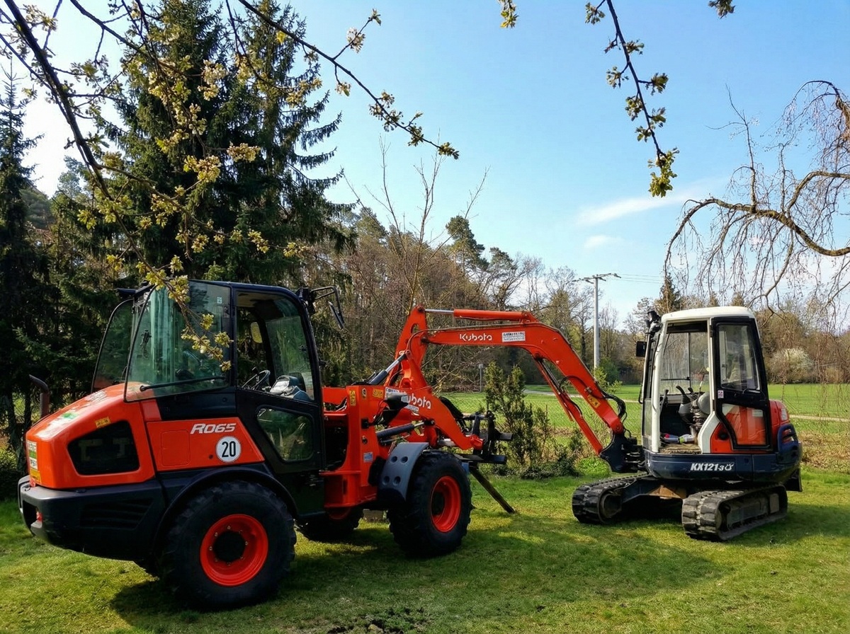 Bagger und Radlader von Bodin bei der Gartengestaltung